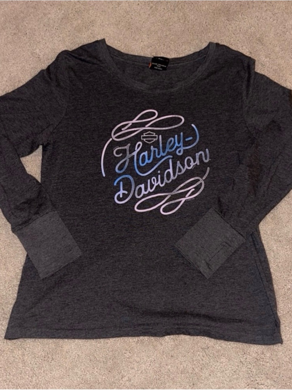 Harley-Davidson Dark Gray Long Sleeve Logo Sweatshirt with Pastel Script